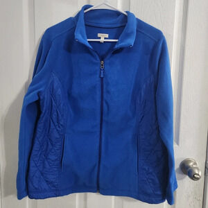 Talbots Blue Fleece jacket lagenlook soft warm cozycore full zip woman 1x